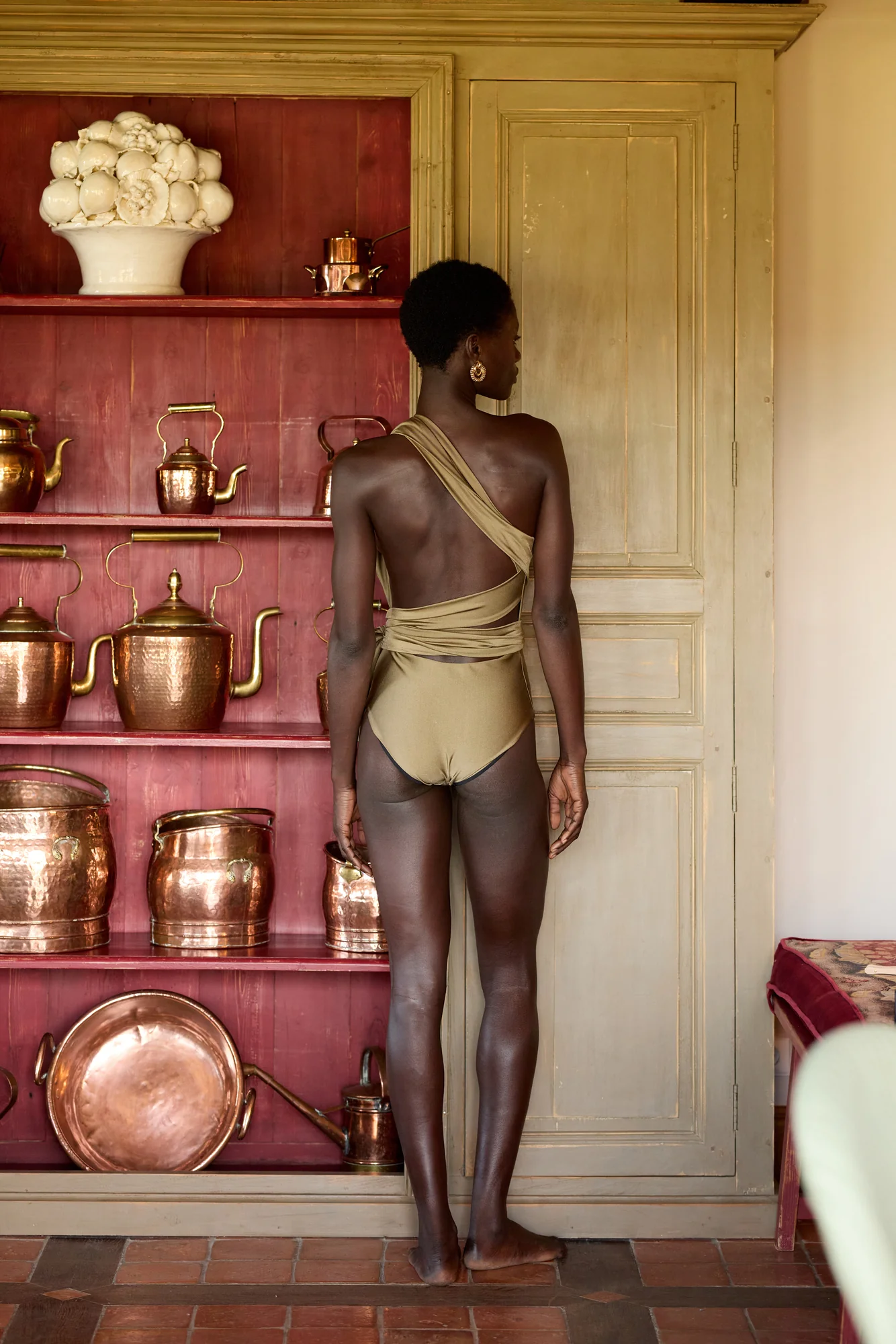 Maillot de bain 1 pièce Taupe Pailleté GAIA – Image 2