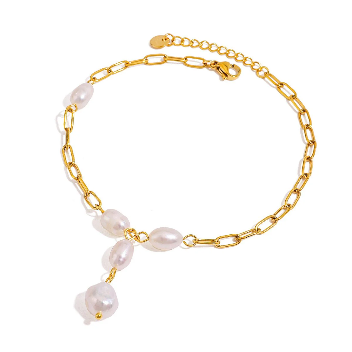 Bracelet de cheville, en perles d'eau douce et acier inoxydable, pour femme, modèle Houmie