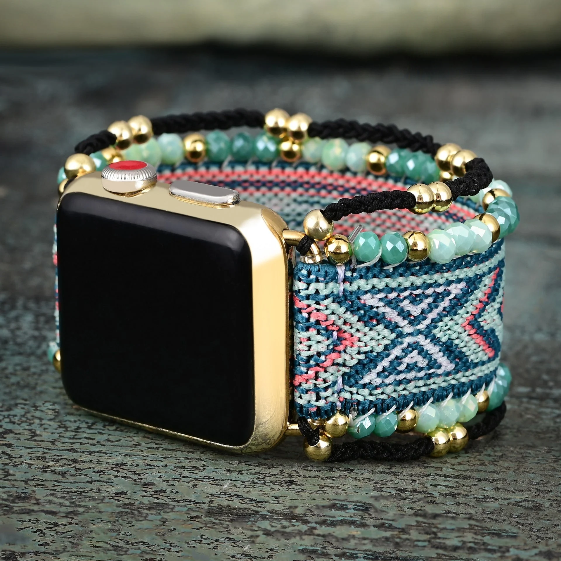 Bracelet Apple Watch, en nylon et cristal, pour femme, modèle Alara – Image 4