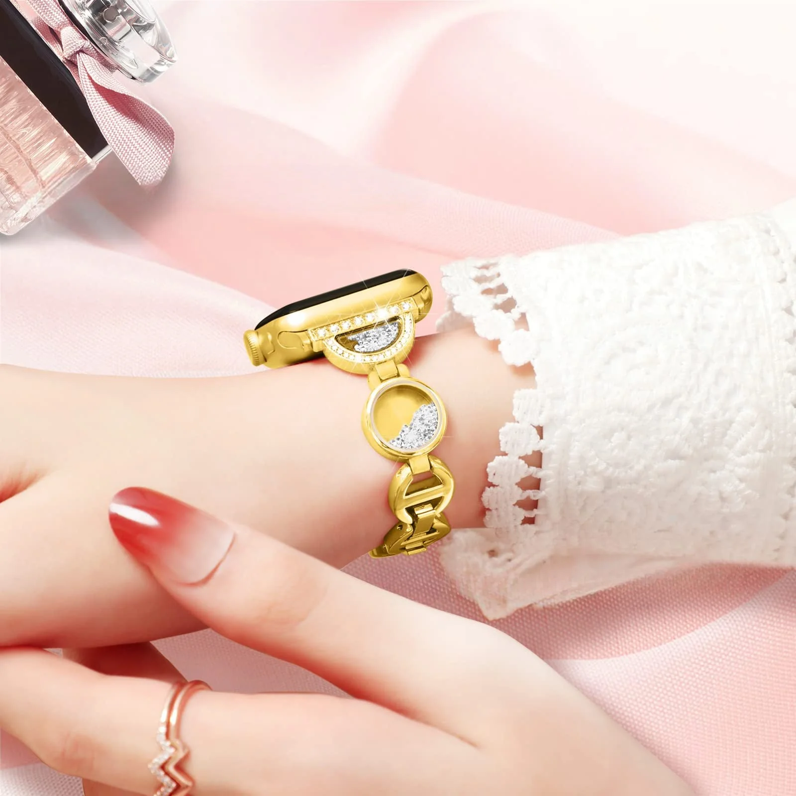 Bracelet Apple Watch, incrusté de sable, pour femme, modèle Pilar – Image 4