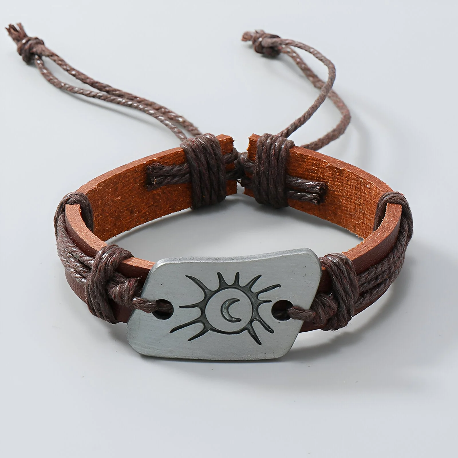 Bracelet en microfibre, rencontre soleil-lune, pour homme, modèle Surya – Image 3