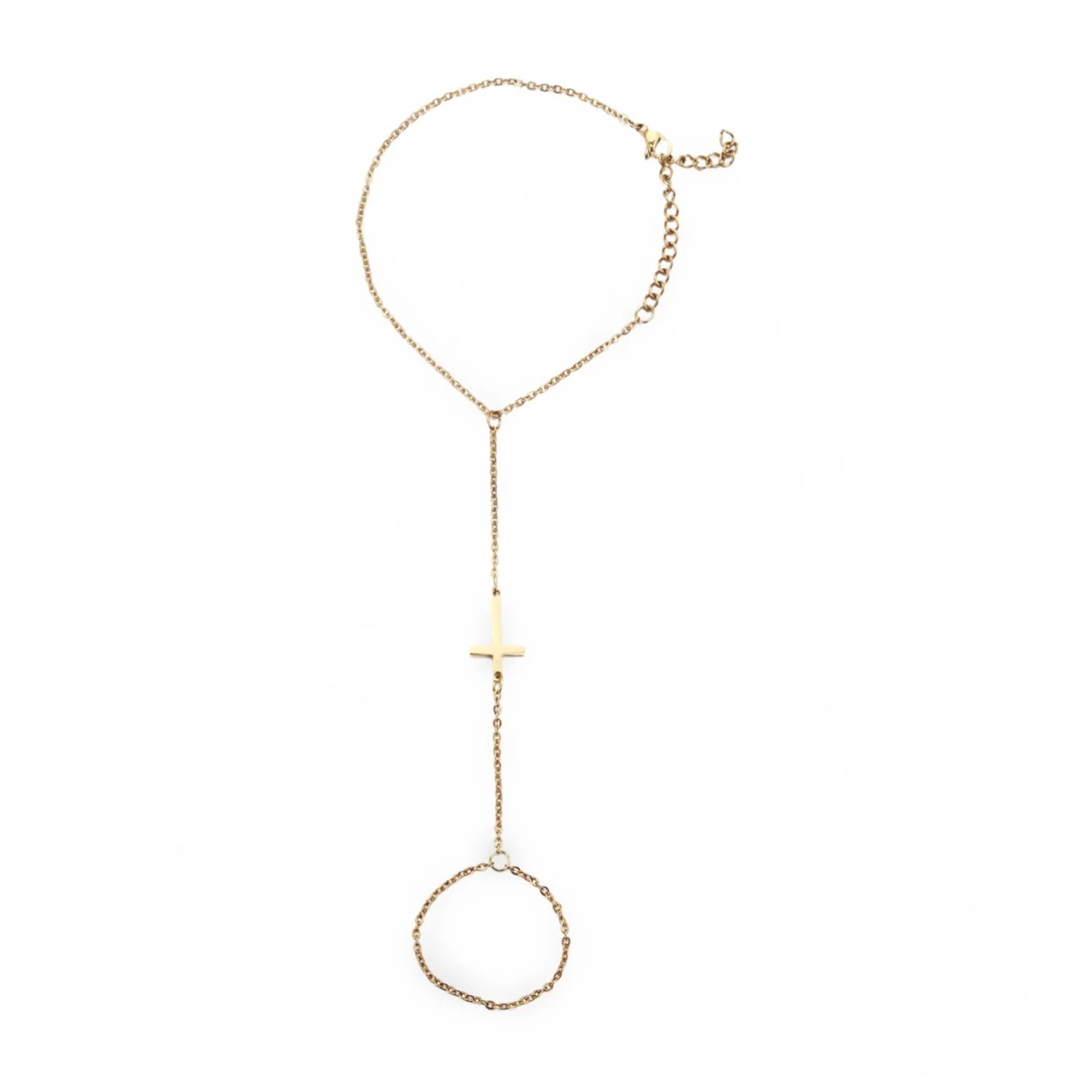 Bijou de main croix chrétienne, en acier inoxydable, pour femme, modèle Loka