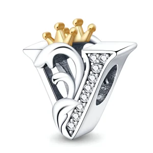 Charm lettre V, pour femme, modèle Vaena